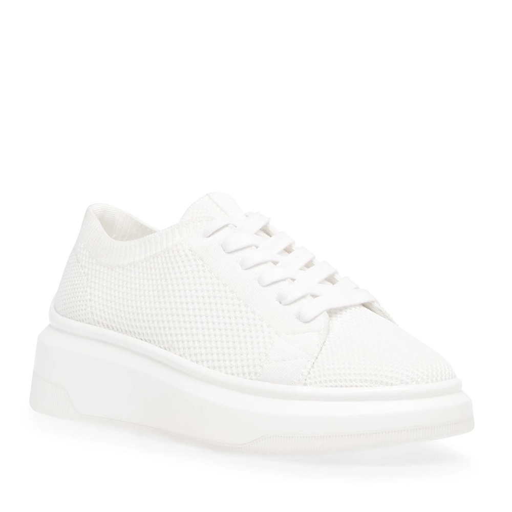 Steve Madden White Knit Platform Sneakers